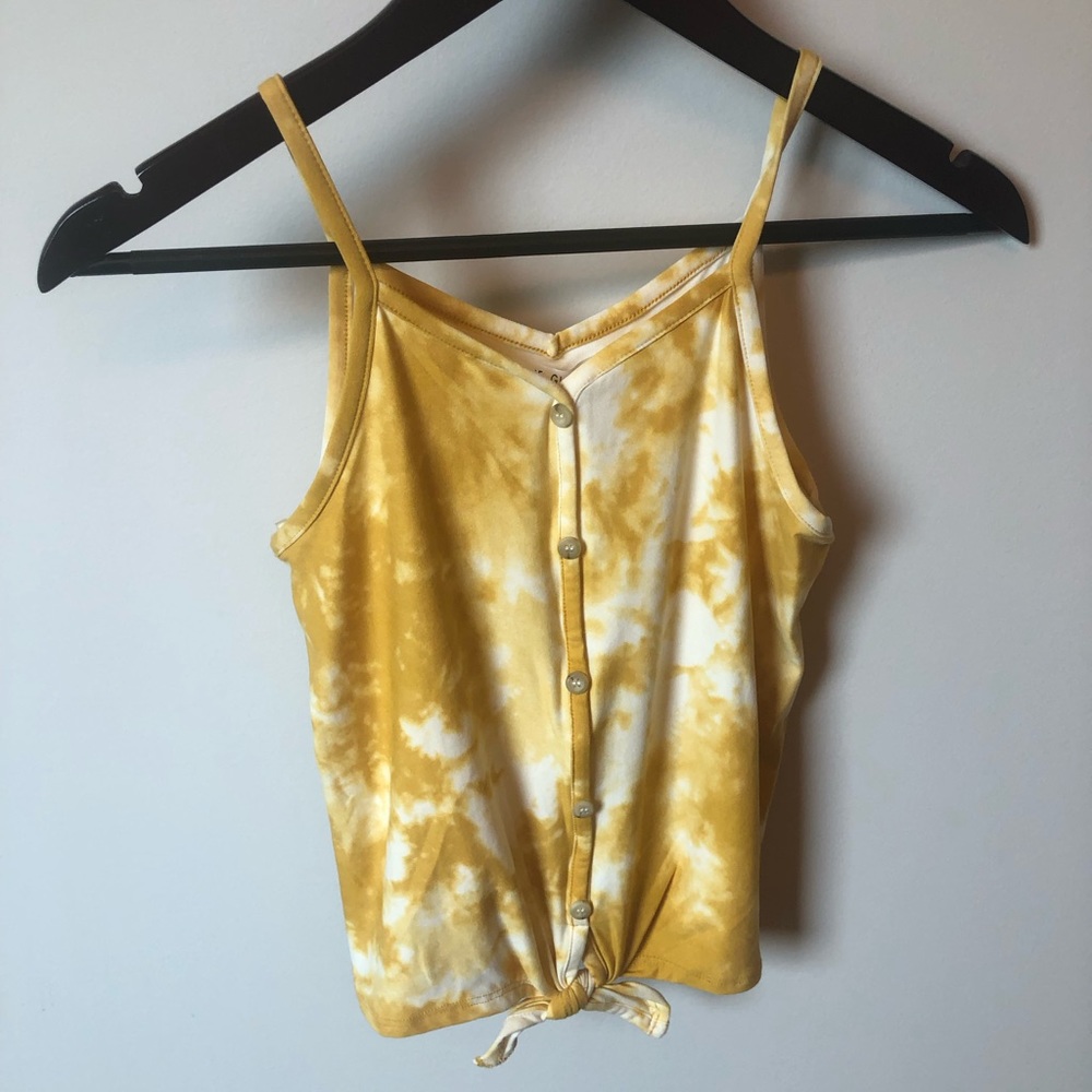 Tie front spaghetti strap tank.